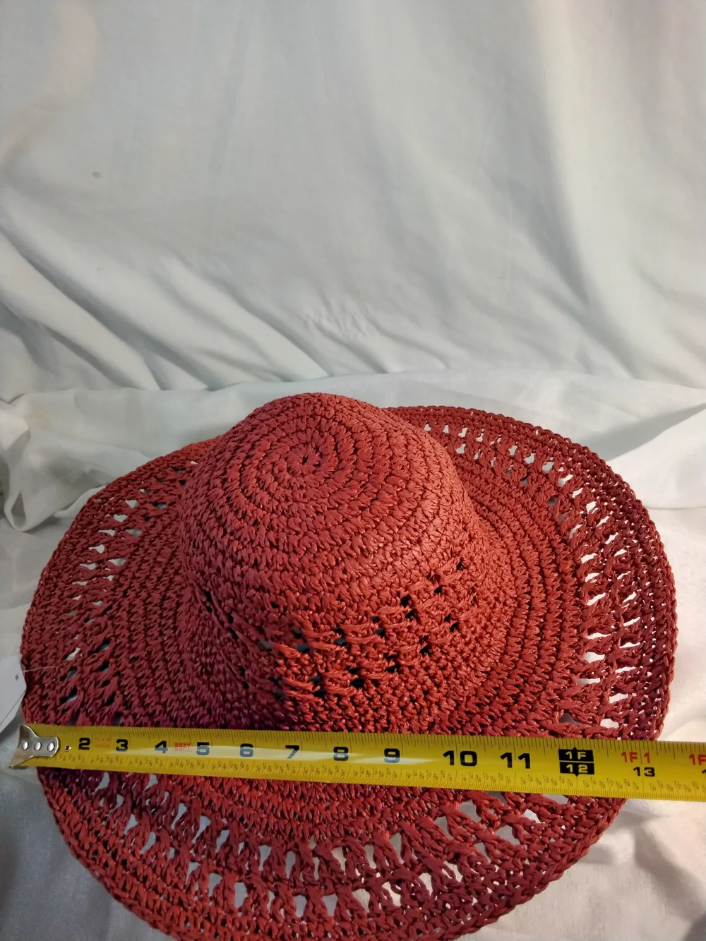 Time and Tru Crochet Wide-Brim Sun Hat - Rust